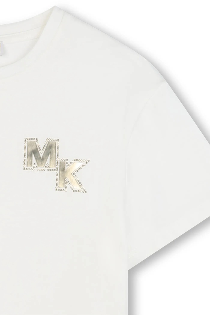 Παιδικό βαμβακερό μπλουζάκι Michael Kors λευκό R30494.114.150
