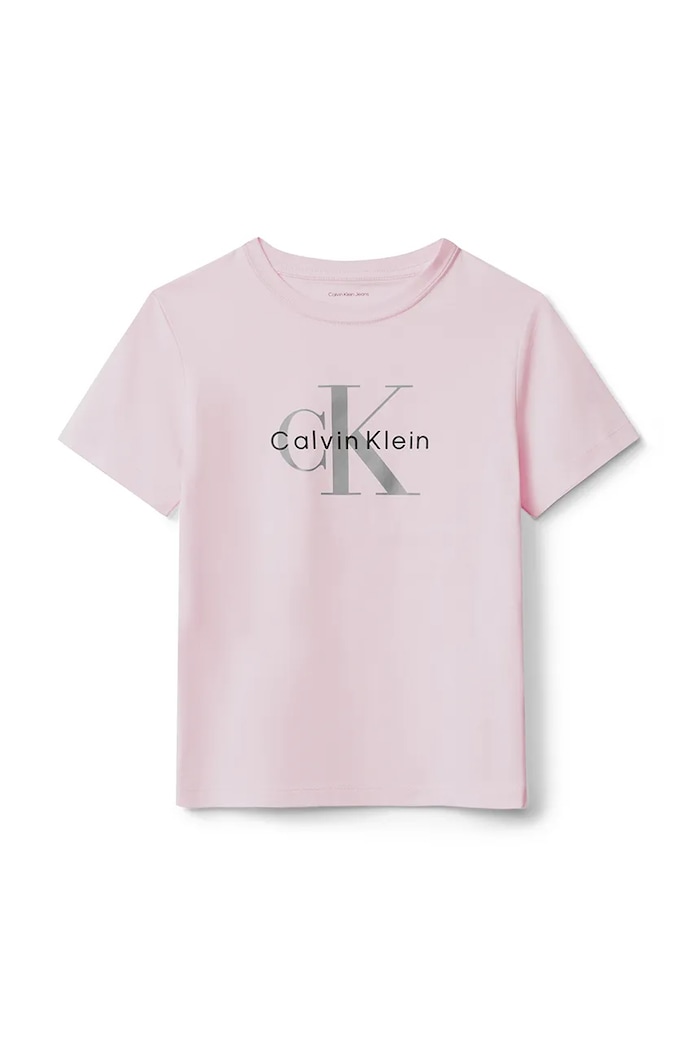Detské bavlnené tričko Calvin Klein Jeans IU0IU00715.128.170.9BYA ružová AW25