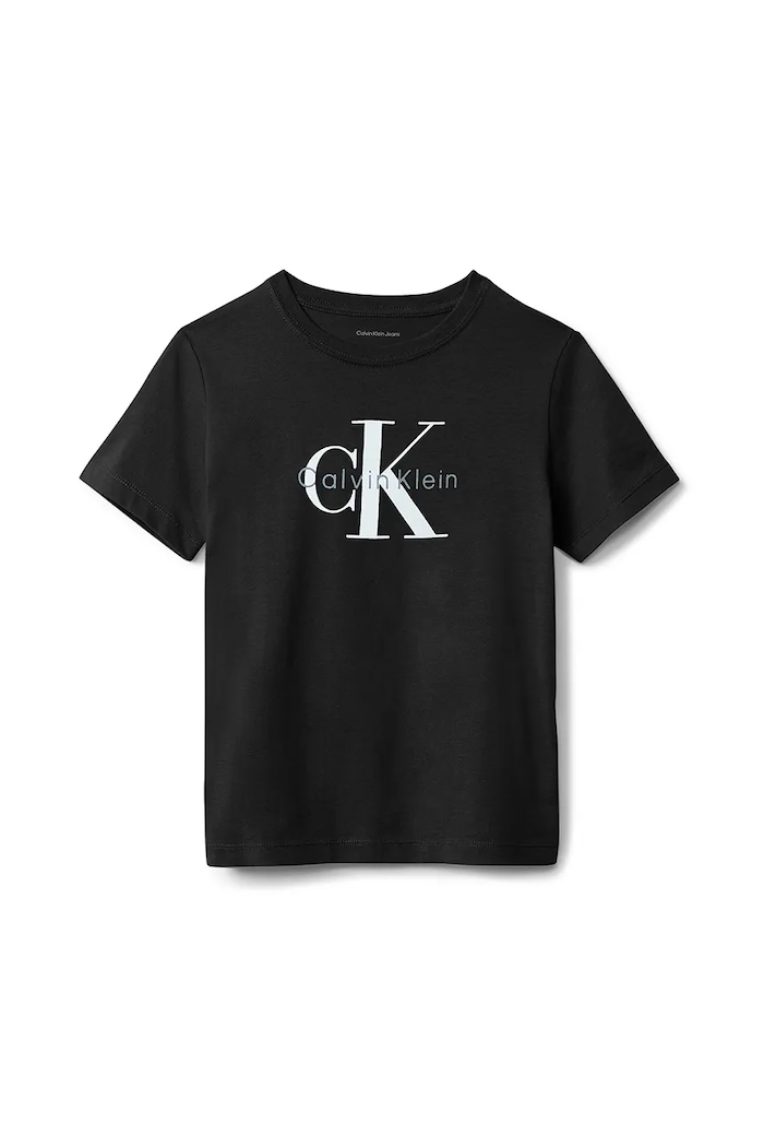 Detské bavlnené tričko Calvin Klein Jeans IU0IU00715.128.170.9BYA čierna AW25