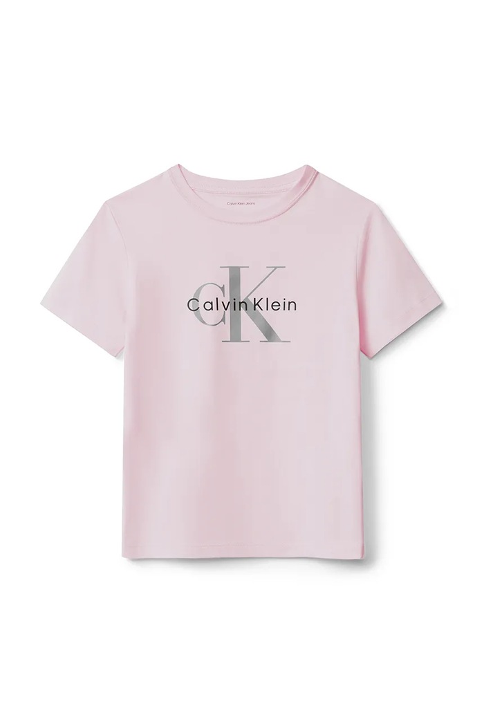 Calvin Klein Jeans t-shirt bawełniany dziecięcy IU0IU00715.104.116.9BYA różowy AW25