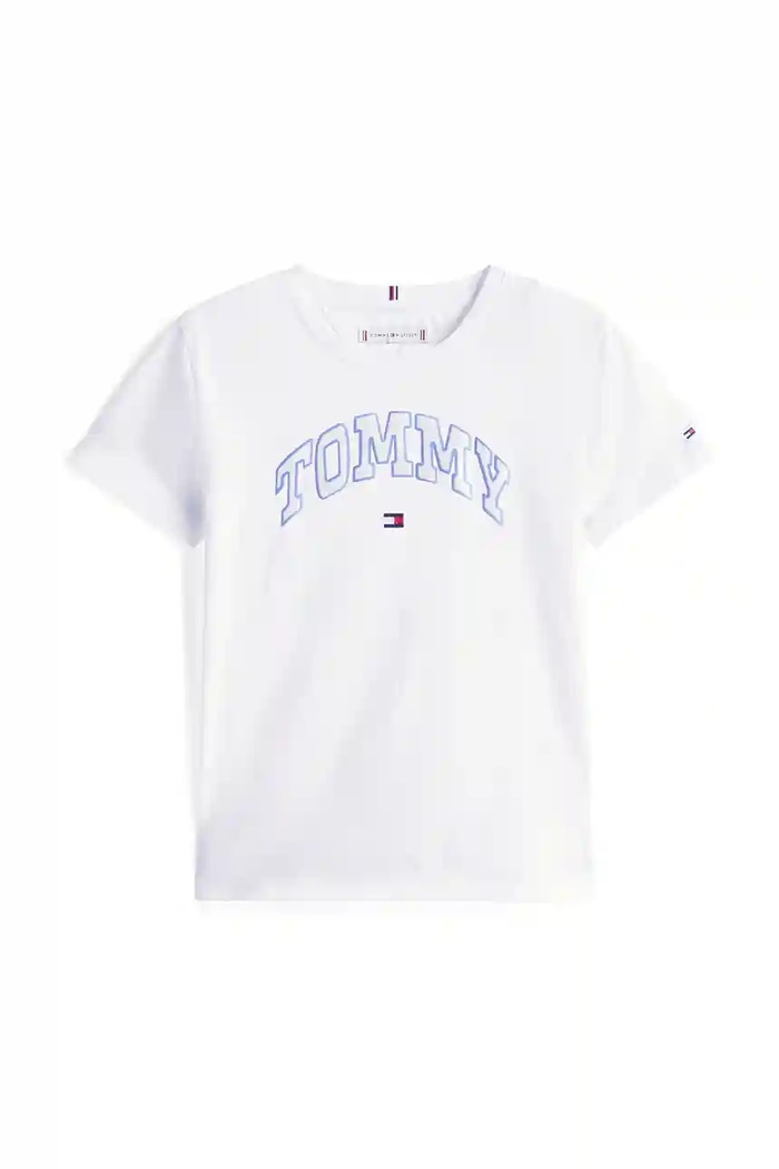 Dětské bavlněné tričko Tommy Hilfiger KG0KG08806.9BYA bílá AW25