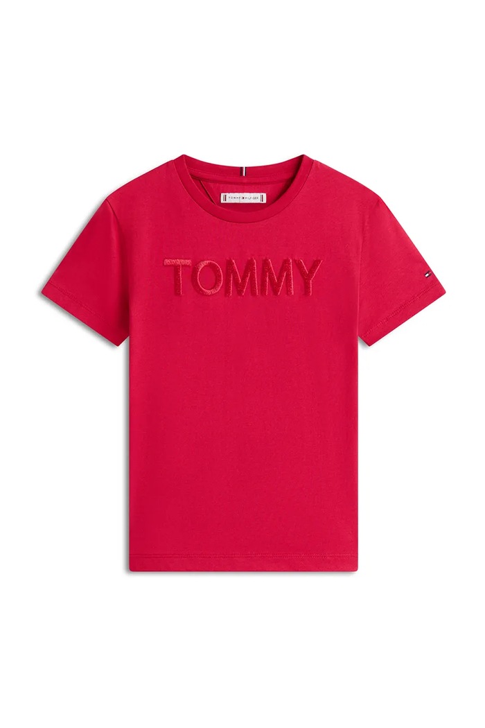 Tommy Hilfiger tricou de bumbac pentru copii KG0KG08899.9BYA roz AW25