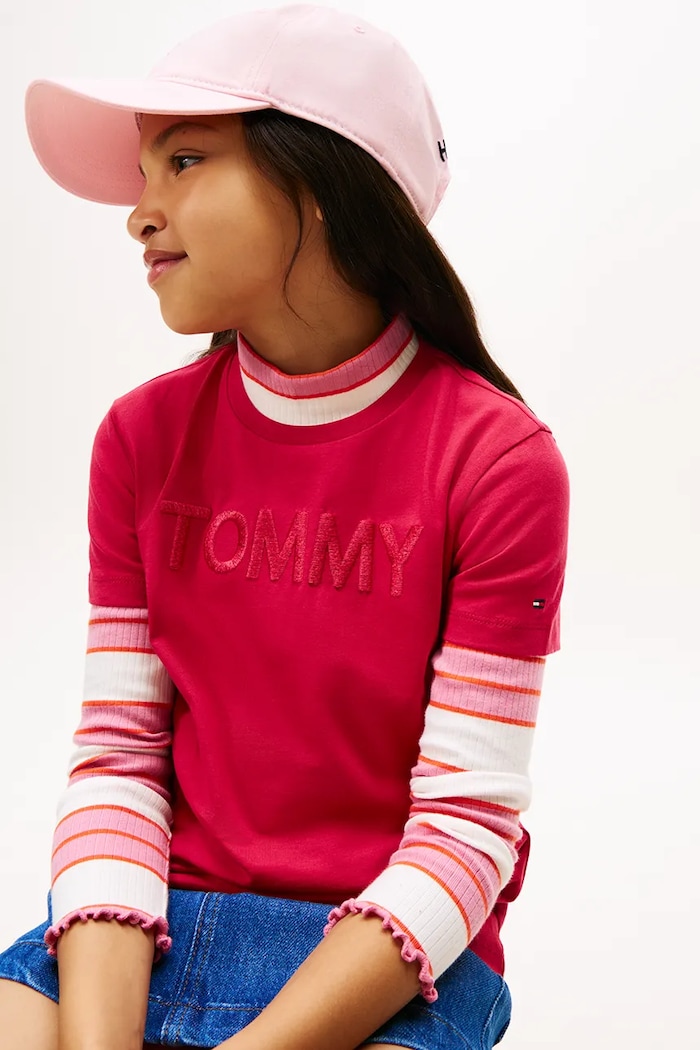 Fete Tommy Hilfiger tricou de bumbac pentru copii KG0KG08899.9BYA roz