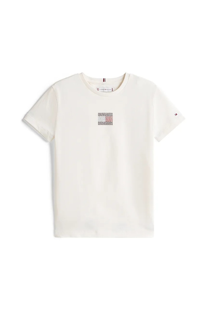Detské bavlnené tričko Tommy Hilfiger KG0KG09012.9BYA biela AW25