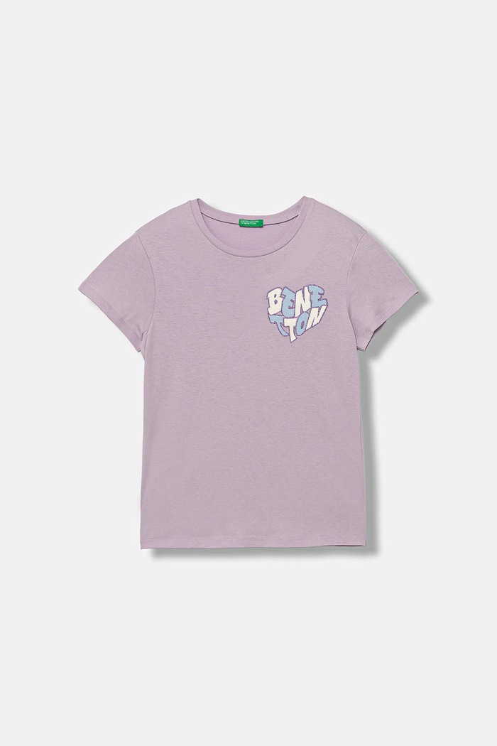 United Colors of Benetton t-shirt bawełniany dziecięcy nadruk fioletowy 3I1XC10Q1.G.seasonal