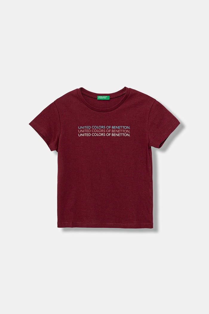 Detské bavlnené tričko United Colors of Benetton bavlna burgundské 3I1XC10Q1.G.seasonal