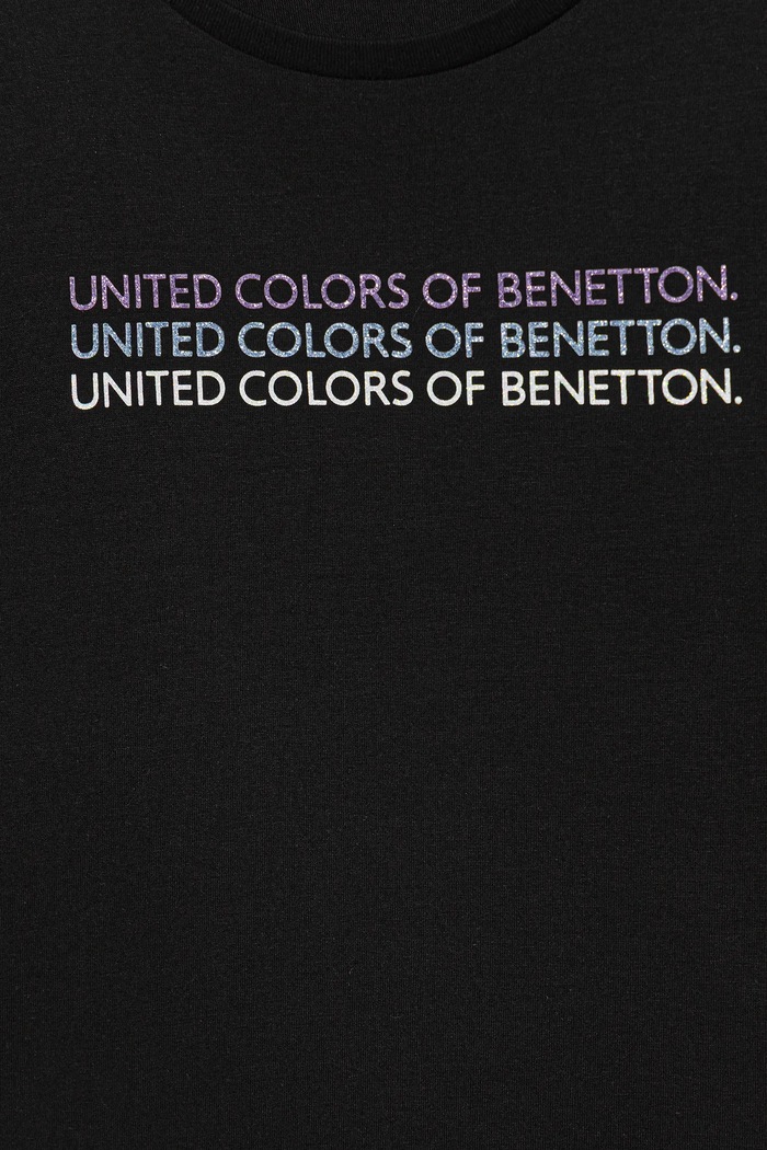 Dziewczynka United Colors of Benetton t-shirt bawełniany dziecięcy 3I1XC10Q1.G.seasonal czarny