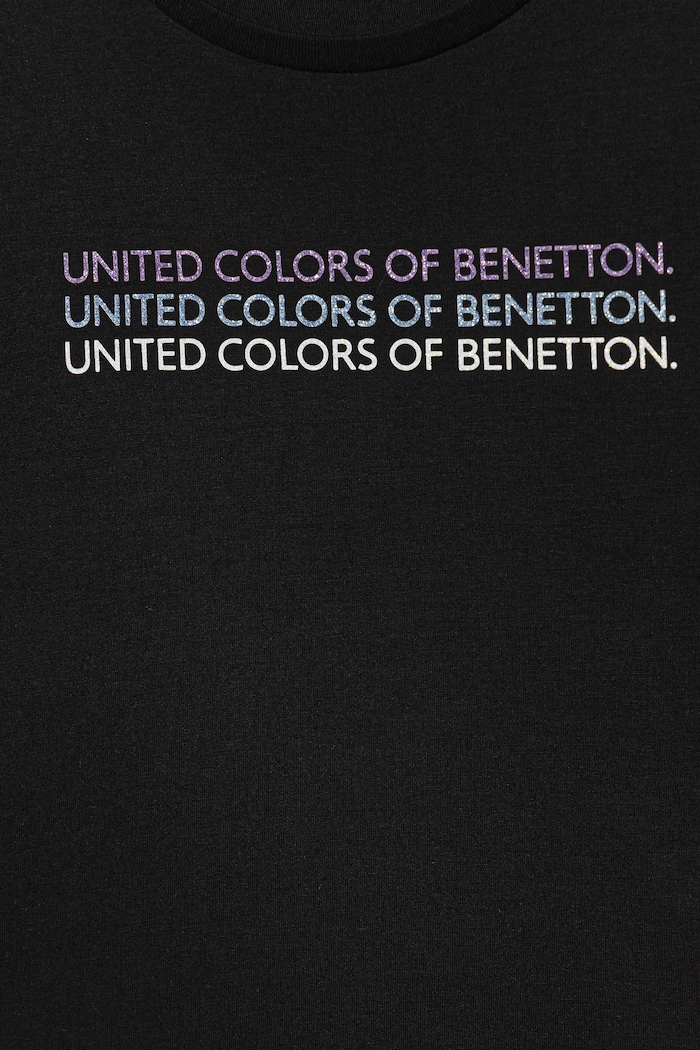 Dziewczynka United Colors of Benetton t-shirt bawełniany dziecięcy 3I1XC10Q1.G.seasonal czarny