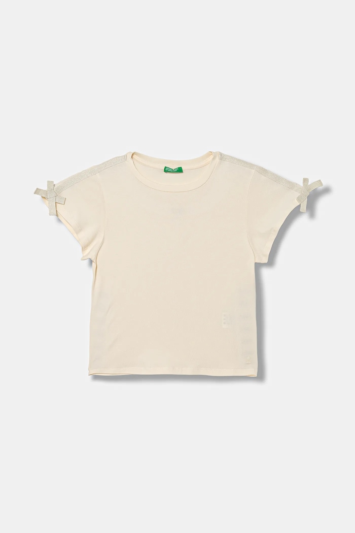 Παιδικό μπλουζάκι United Colors of Benetton στρογγυλό μπεζ 3P4ZC10QH.G.seasonal