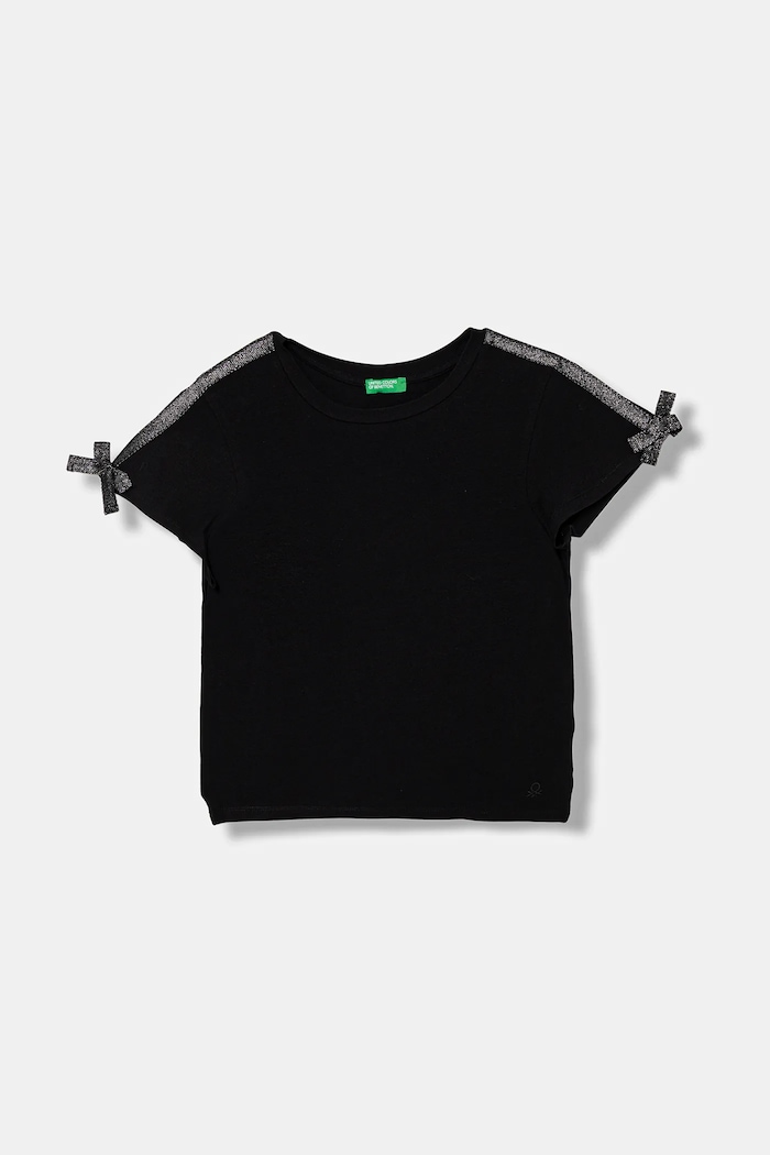 Παιδικό μπλουζάκι United Colors of Benetton στρογγυλό μαύρο 3P4ZC10QH.G.seasonal