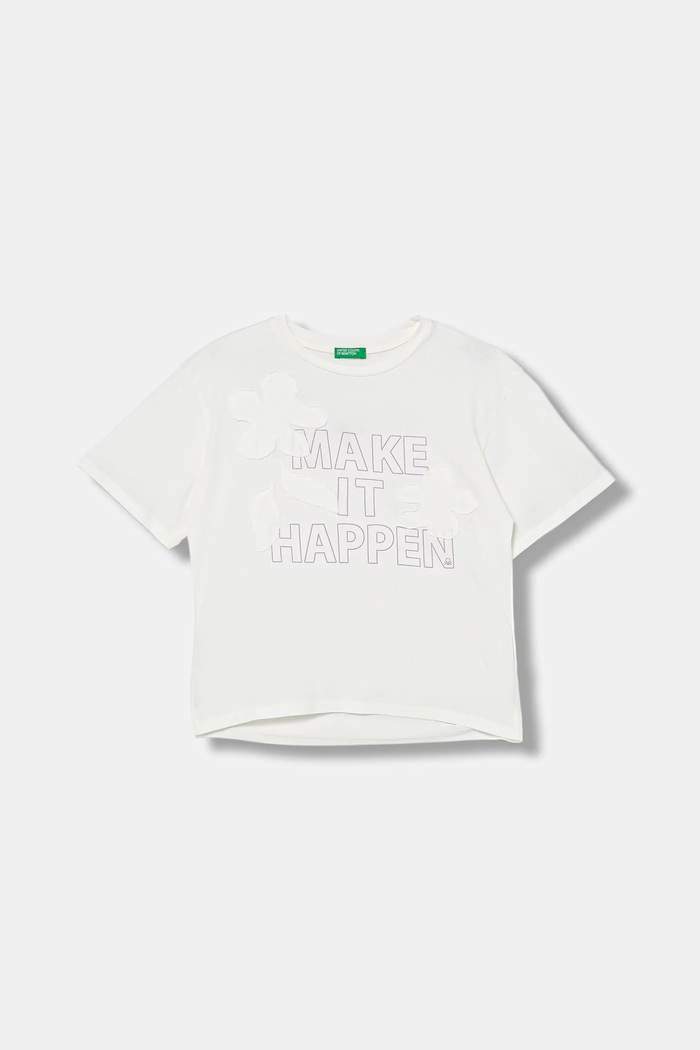 United Colors of Benetton t-shirt bawełniany dziecięcy nadruk biały 3I1XC10QD.G.seasonal