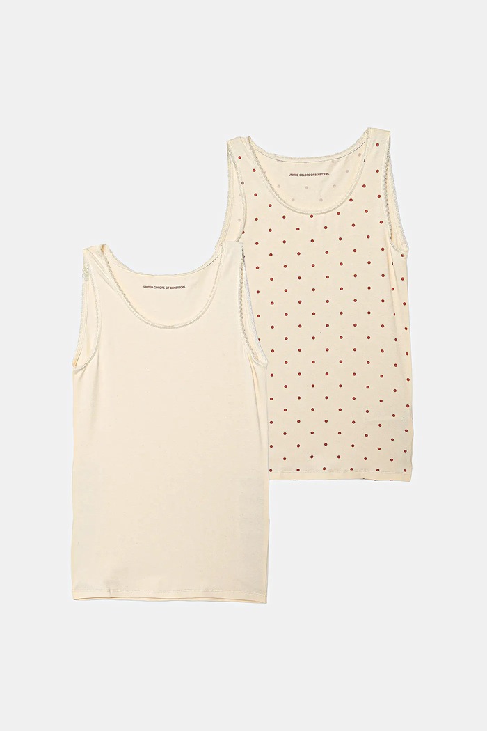 United Colors of Benetton top dziecięcy 2-pack z elastanem beżowy 37CY0H00P.G.seasonal