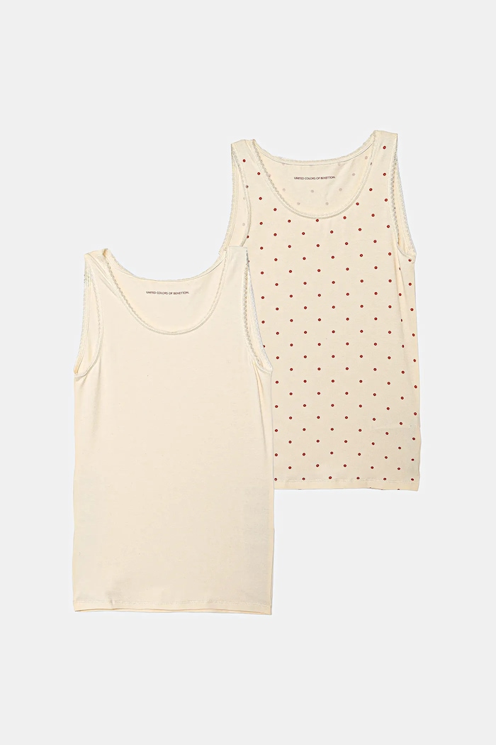 United Colors of Benetton top dziecięcy 2-pack z elastanem beżowy 37CY0H00P.G.seasonal