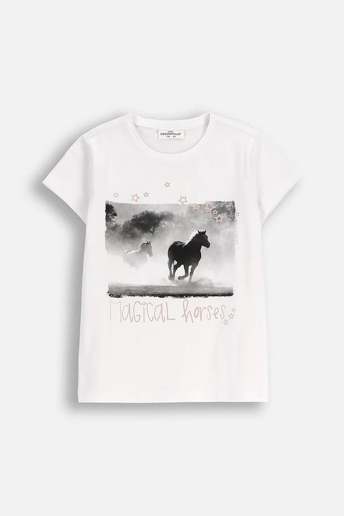 Coccodrillo t-shirt dziecięcy z elastanem biały ZC5143201VGA