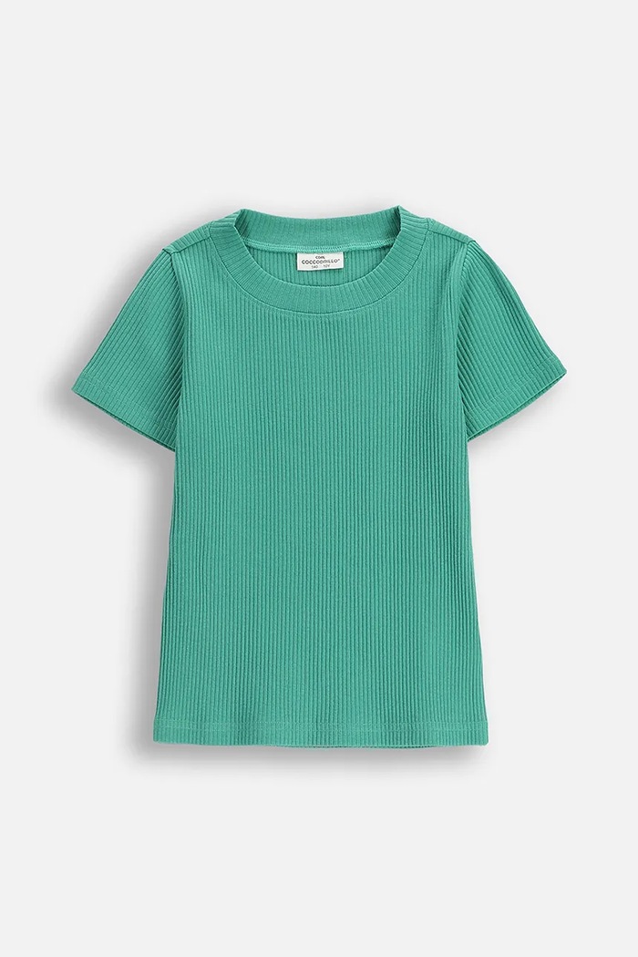 Coccodrillo t-shirt z bawełną dziecięcy z elastanem zielony ZC5143903RGJ