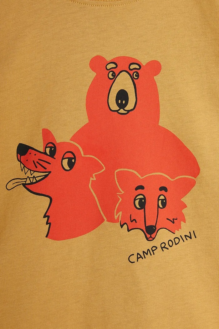 Dječaci Dječja pamučna majica kratkih rukava Mini Rodini Camp Rodini 2562010013 smeđa