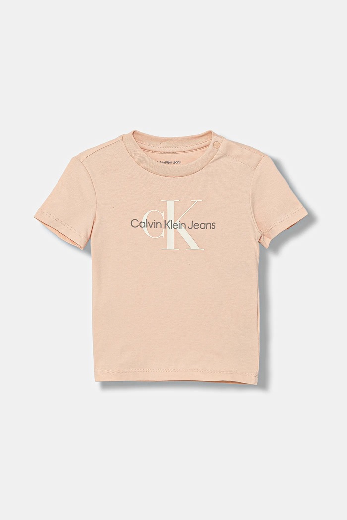 Calvin Klein Jeans t-shirt niemowlęcy z elastanem pomarańczowy IN0IN00001.9BYA