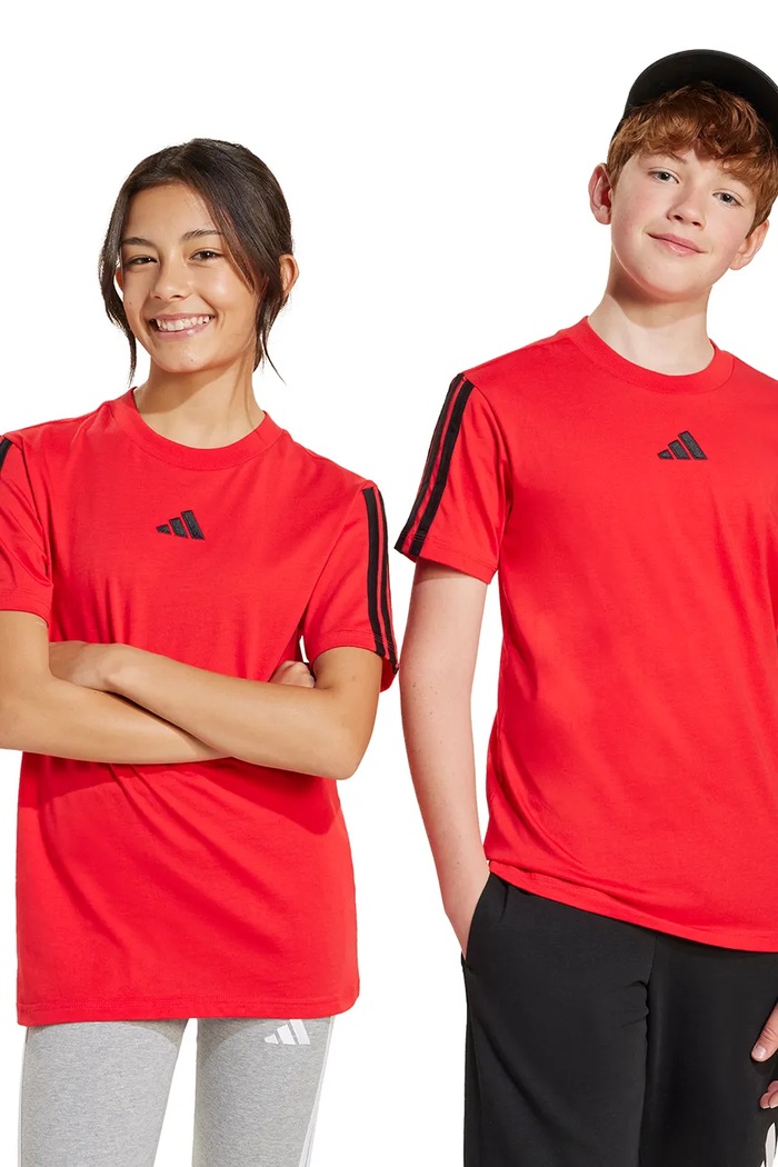 Dětské bavlněné tričko adidas kulatý červená JD6489