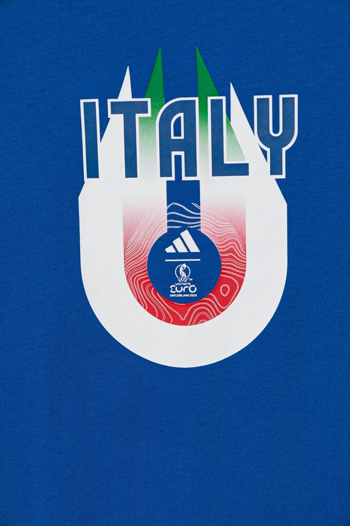 CHLAPEC Dětské bavlněné tričko adidas Performance ITALY JZ9004 modrá