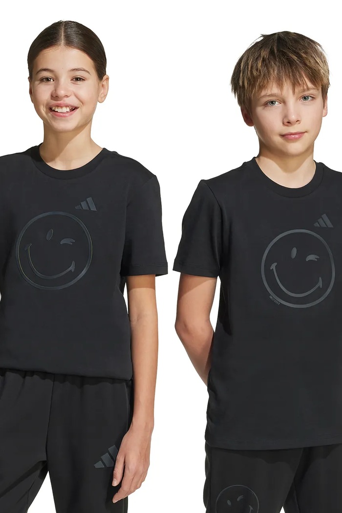 adidas t-shirt bawełniany dziecięcy x Smiley nadruk czarny JN2160