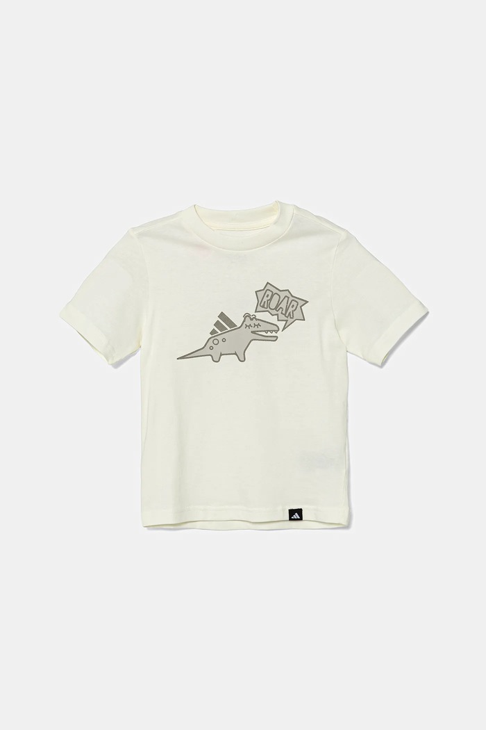 adidas t-shirt bawełniany dziecięcy JV5074 beżowy AW25