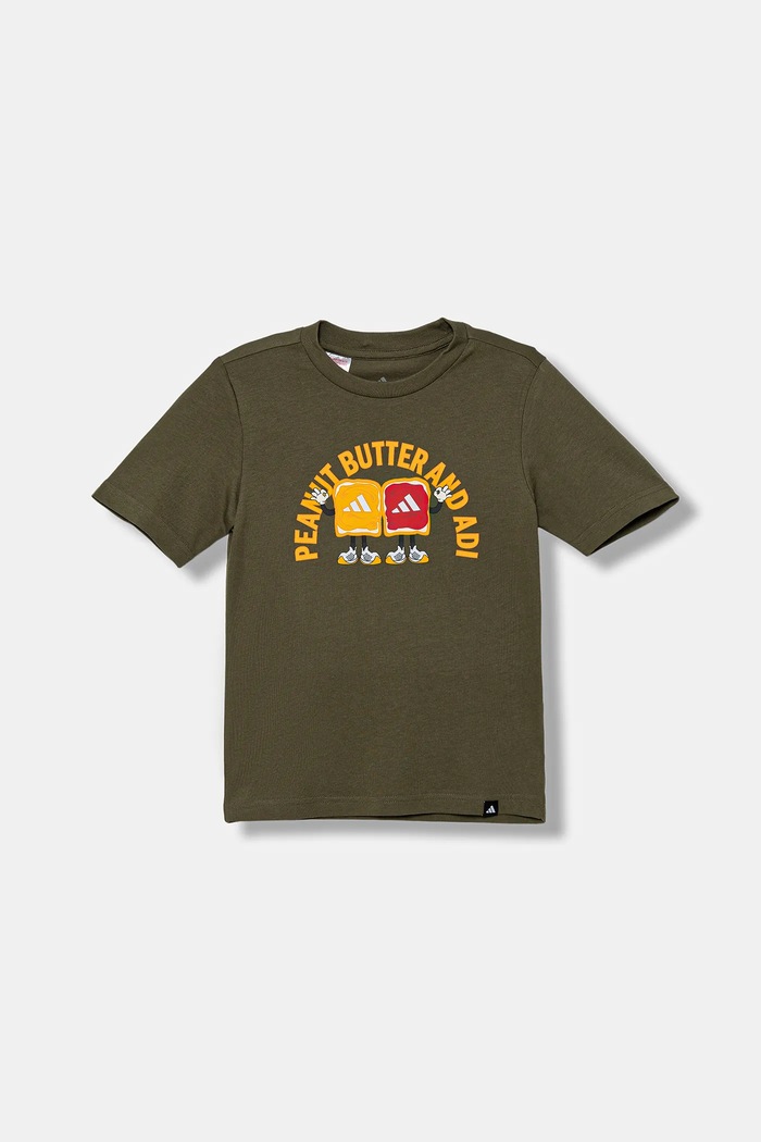 adidas t-shirt bawełniany dziecięcy JV5250 zielony AW25