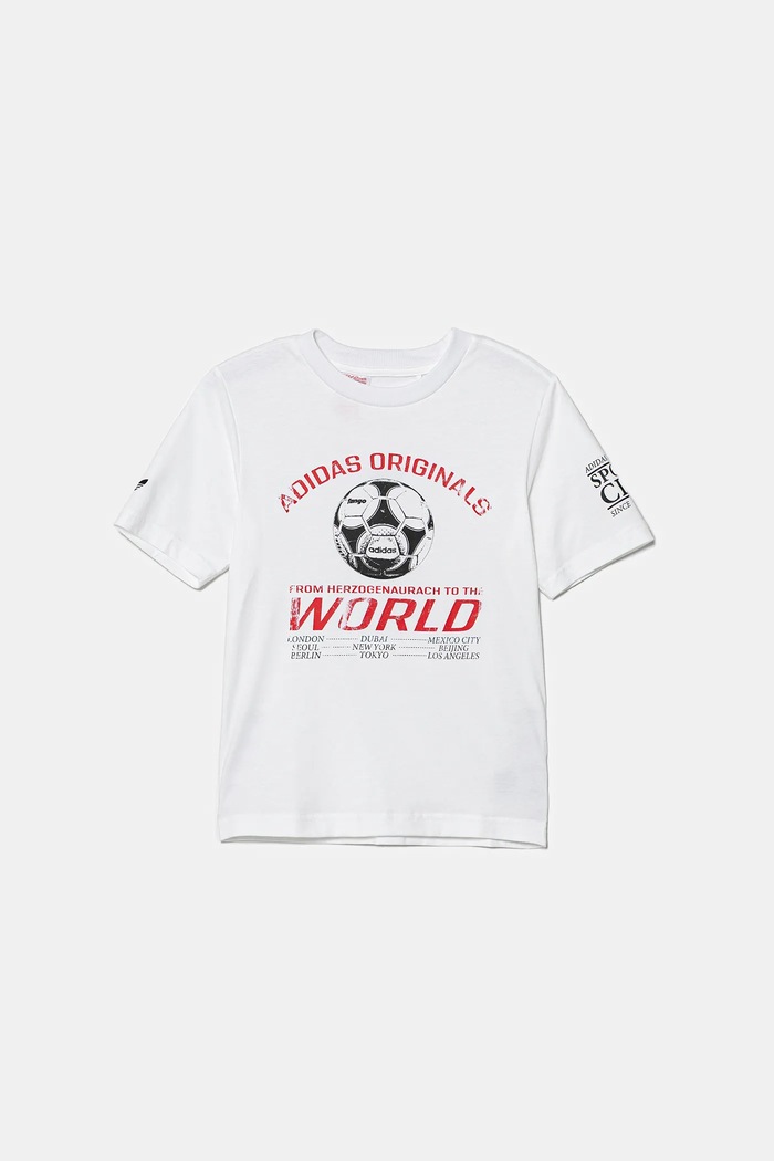 Dětské bavlněné tričko adidas Originals JV7694 bílá AW25