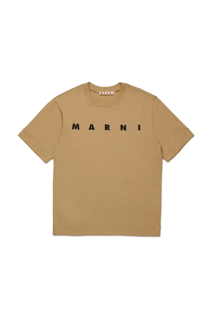 Marni t-shirt bawełniany MT135U T-SHIRT nadruk beżowy M002MV