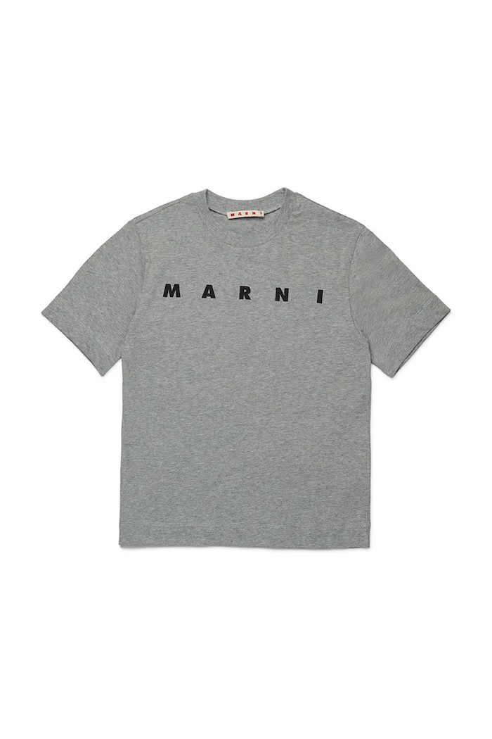 Bombažna kratka majica Marni MT135U T-SHIRT Okrogel siva M002MV