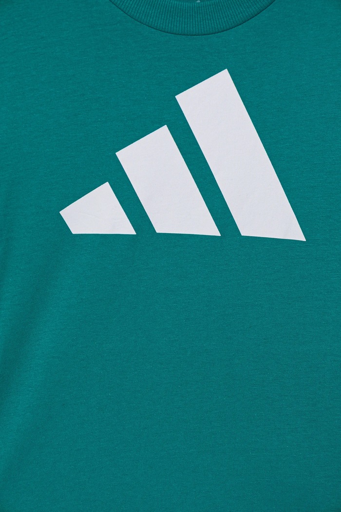adidas t-shirt bawełniany dziecięcy turkusowy JW2415