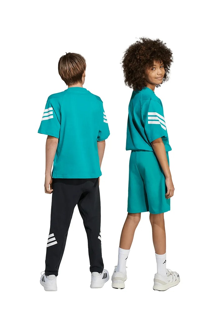 adidas t-shirt bawełniany dziecięcy JW7531 turkusowy