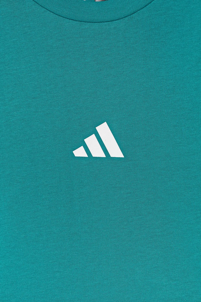 adidas t-shirt bawełniany dziecięcy turkusowy JW7531