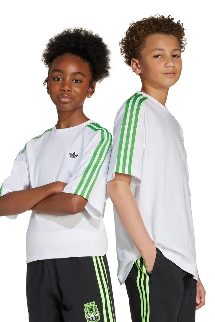 Detské bavlnené tričko adidas Originals nášivka biela JW7750