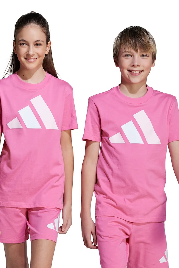 adidas t-shirt bawełniany dziecięcy nadruk różowy JY0299