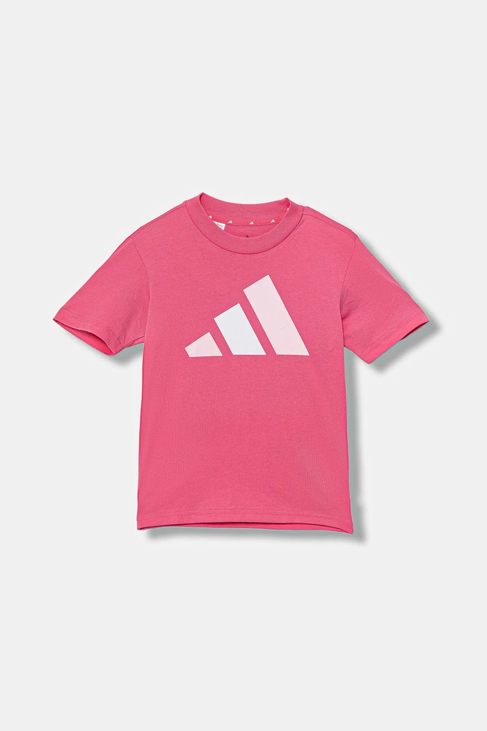 adidas t-shirt bawełniany dziecięcy JY0299 różowy AW25