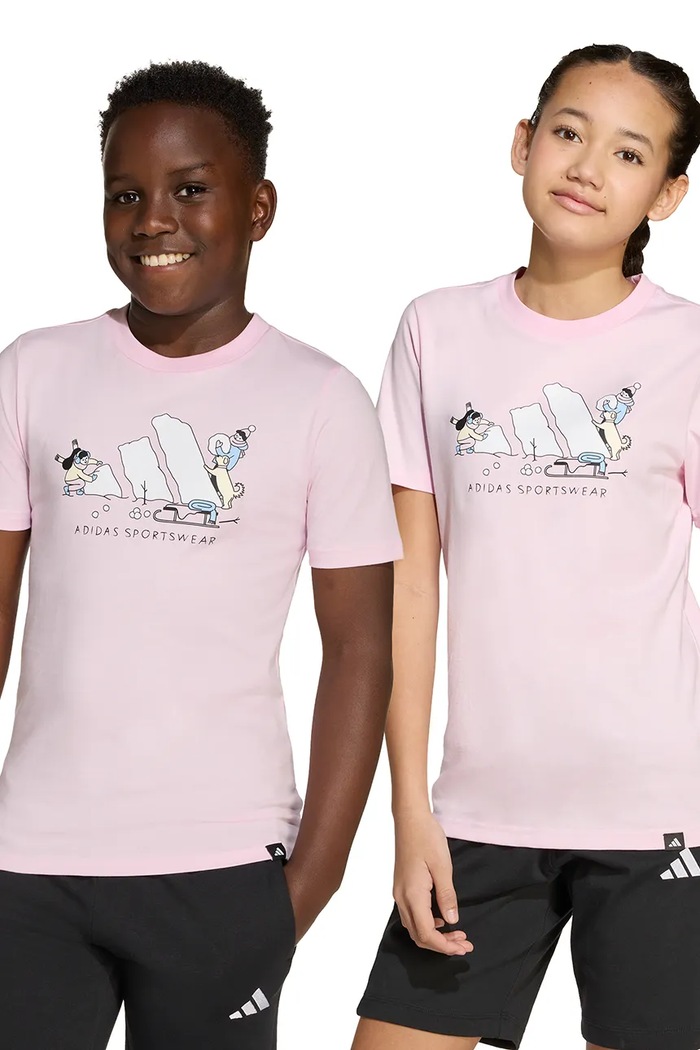 adidas T-shirt bawełniany dziecięcy różowy JY4949