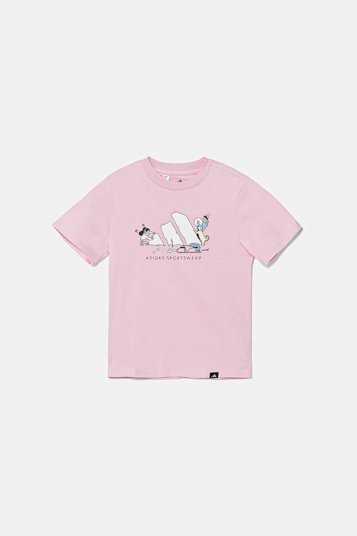adidas T-shirt bawełniany dziecięcy JY4949 różowy AW25