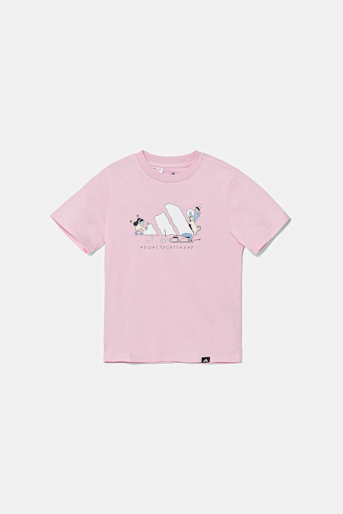 adidas T-shirt bawełniany dziecięcy JY4949 różowy AW25