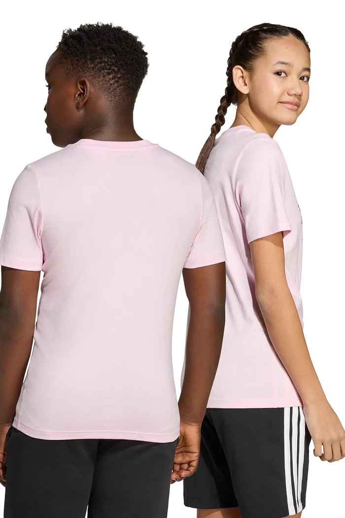 T-shirt bawełniany dziecięcy adidas różowy JY4949