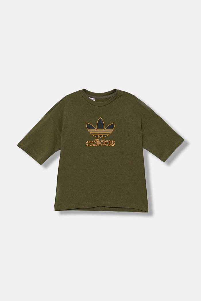 adidas Originals t-shirt bawełniany dziecięcy JZ4078 zielony AW25