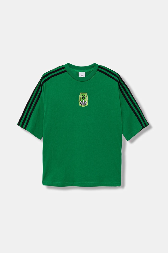 Detské bavlnené tričko adidas Originals MINECRAFT KD9829 zelená AW25