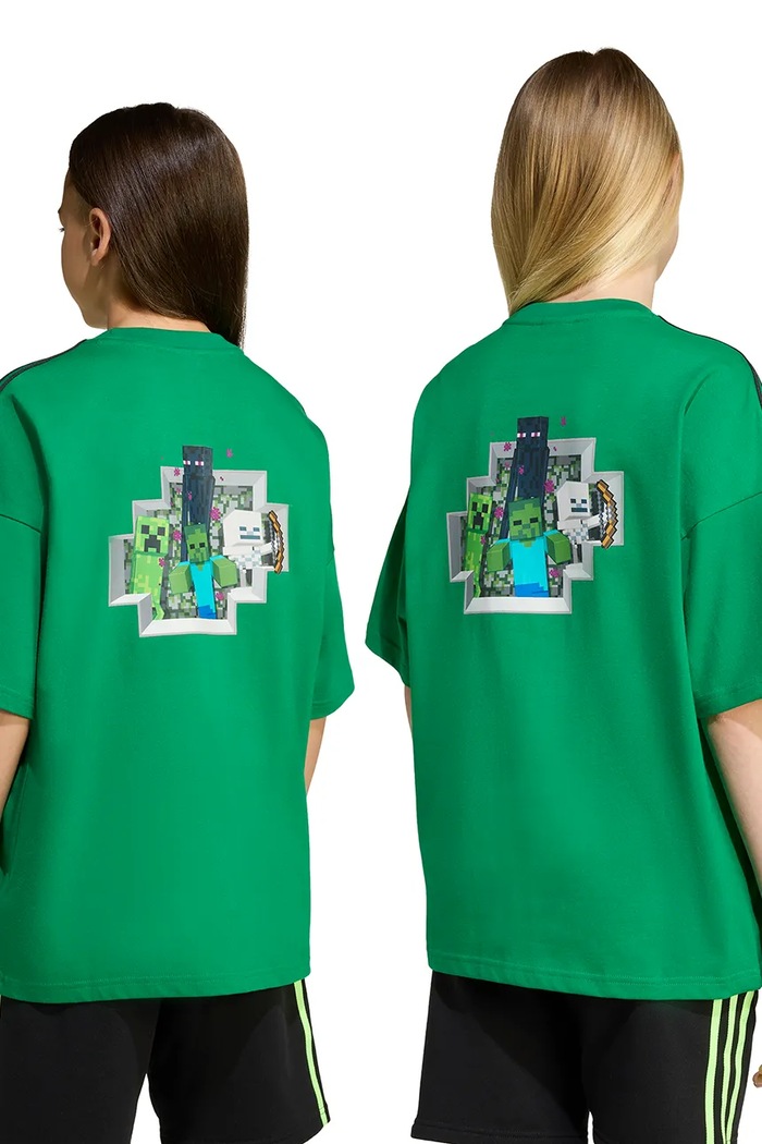 Detské bavlnené tričko adidas Originals MINECRAFT KD9829 zelená