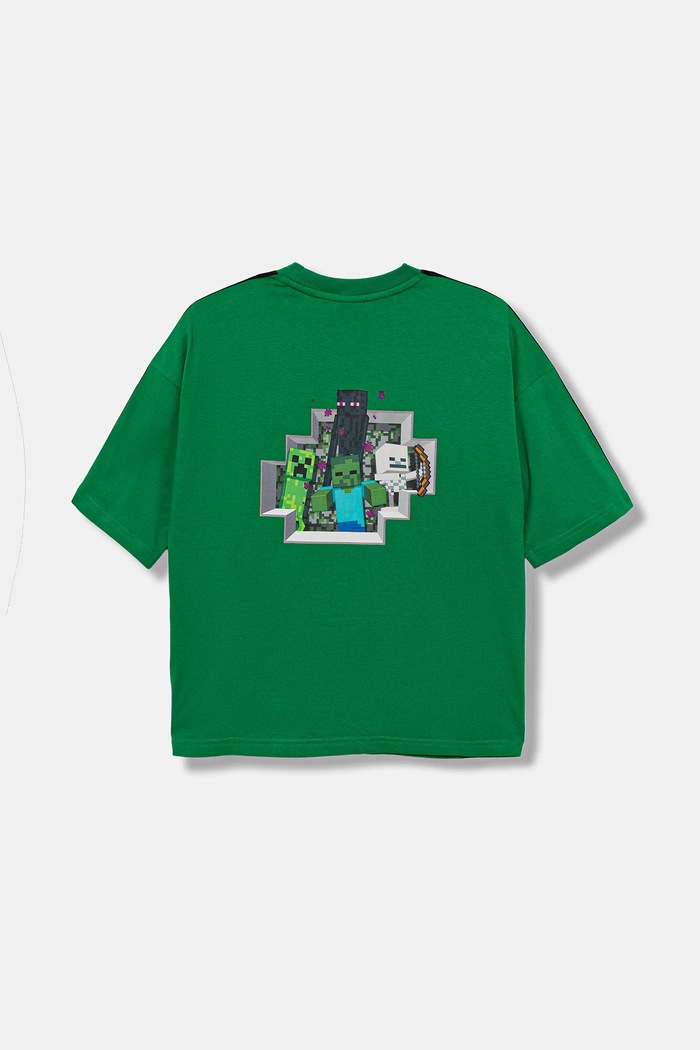 Chlapec Detské bavlnené tričko adidas Originals MINECRAFT KD9829 zelená