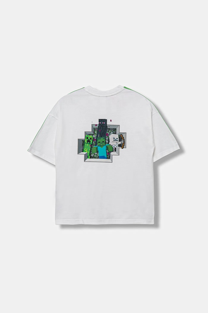 Detské bavlnené tričko adidas Originals MINECRAFT KD9830 biela AW25