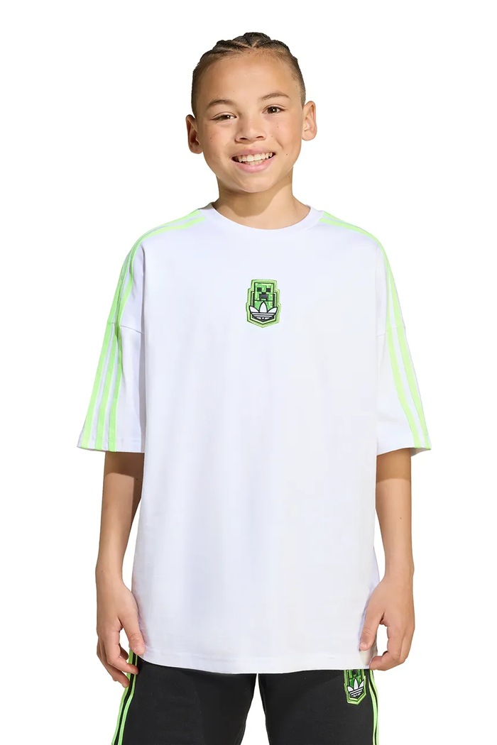 Detské bavlnené tričko adidas Originals MINECRAFT biela KD9830