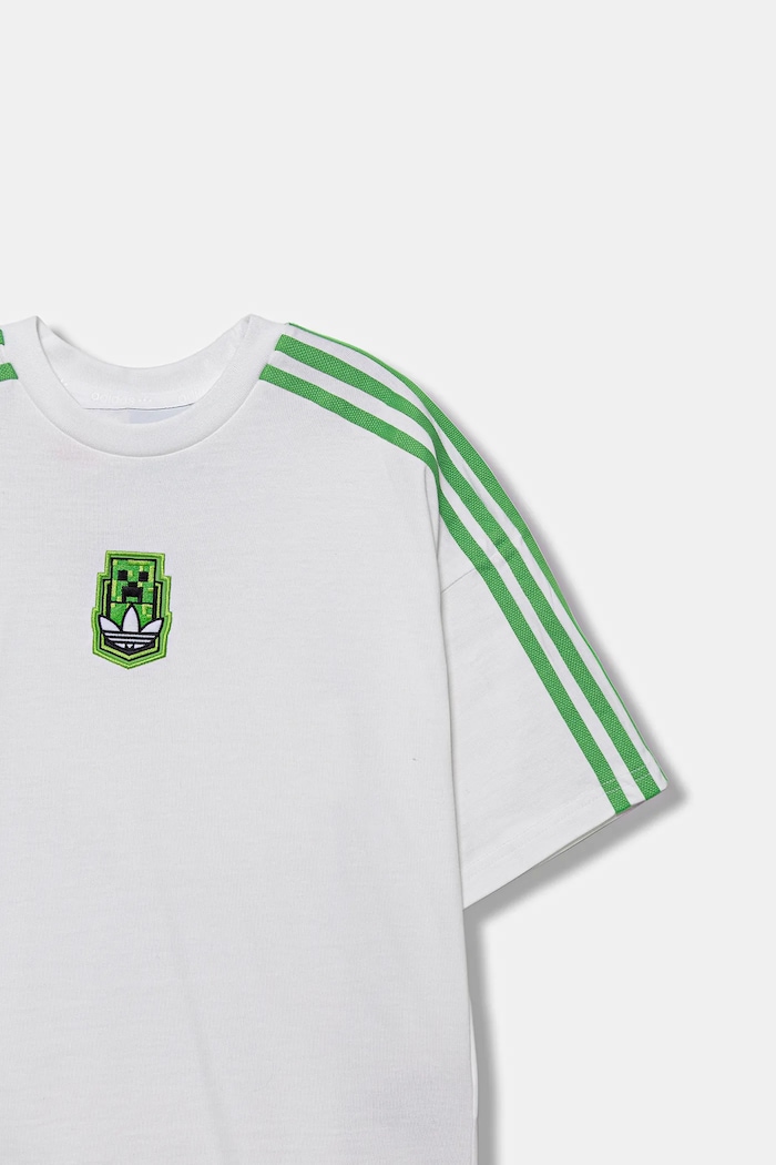 Chlapec Detské bavlnené tričko adidas Originals MINECRAFT KD9830 biela