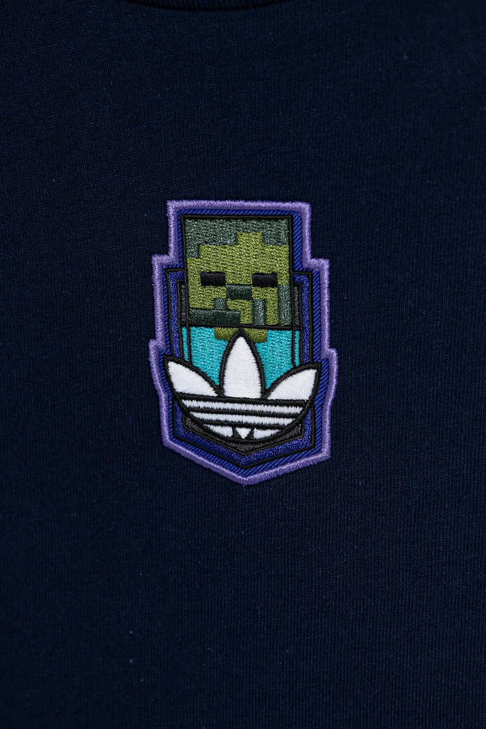 Detské bavlnené tričko adidas Originals MINECRAFT tmavomodrá KD9831