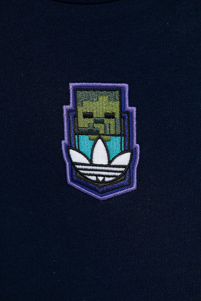 Detské bavlnené tričko adidas Originals MINECRAFT tmavomodrá KD9831
