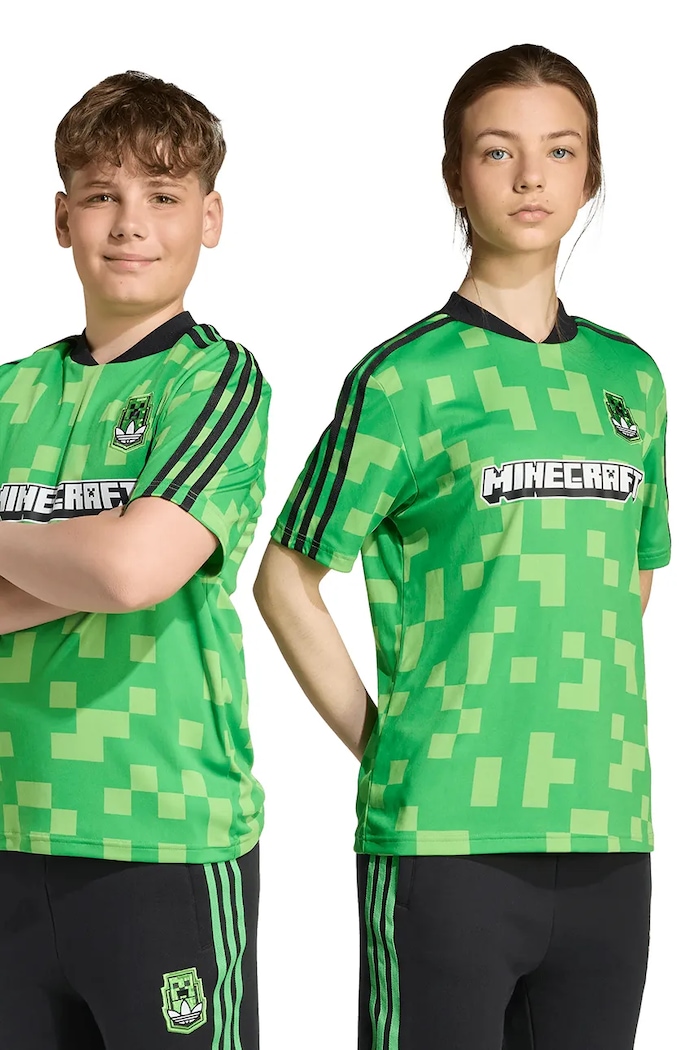 Detské tričko adidas Originals MINECRAFT nášivka zelená KD9839