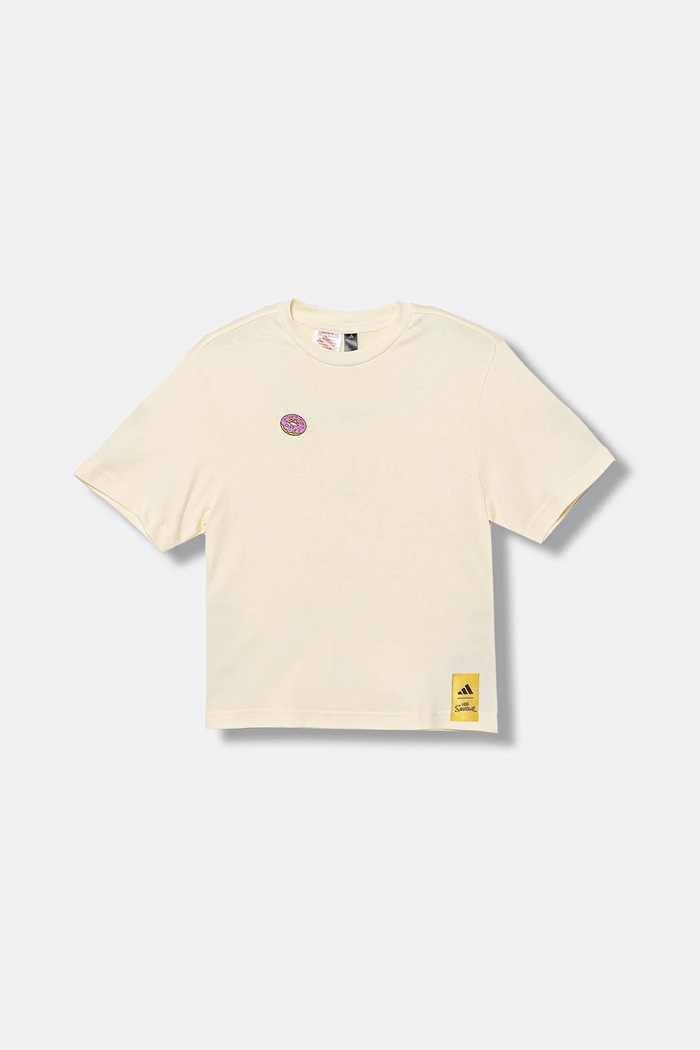adidas t-shirt bawełniany dziecięcy JL9180 beżowy AW25